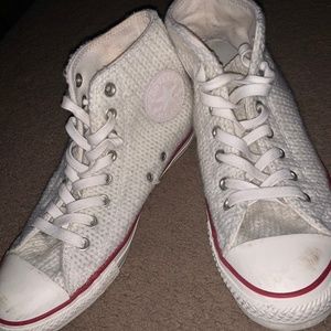 White Knit High Top Converse